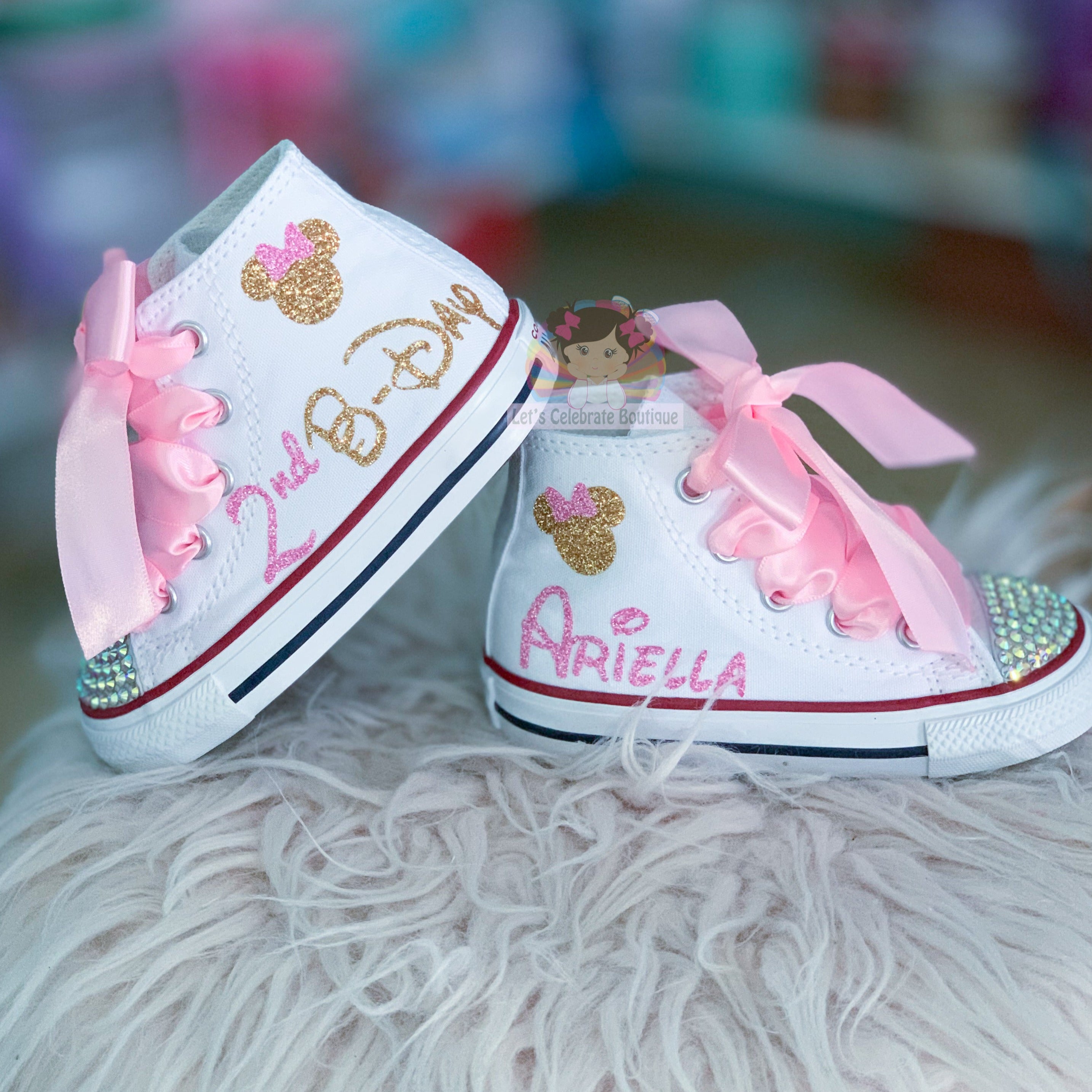 Minnie Mouse Birthday Shoes,Birthday Girls Shoes, Bling Minnie mouse B – Let's Celebrate Boutique